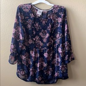 Knox Rose Blue Floral Blouse